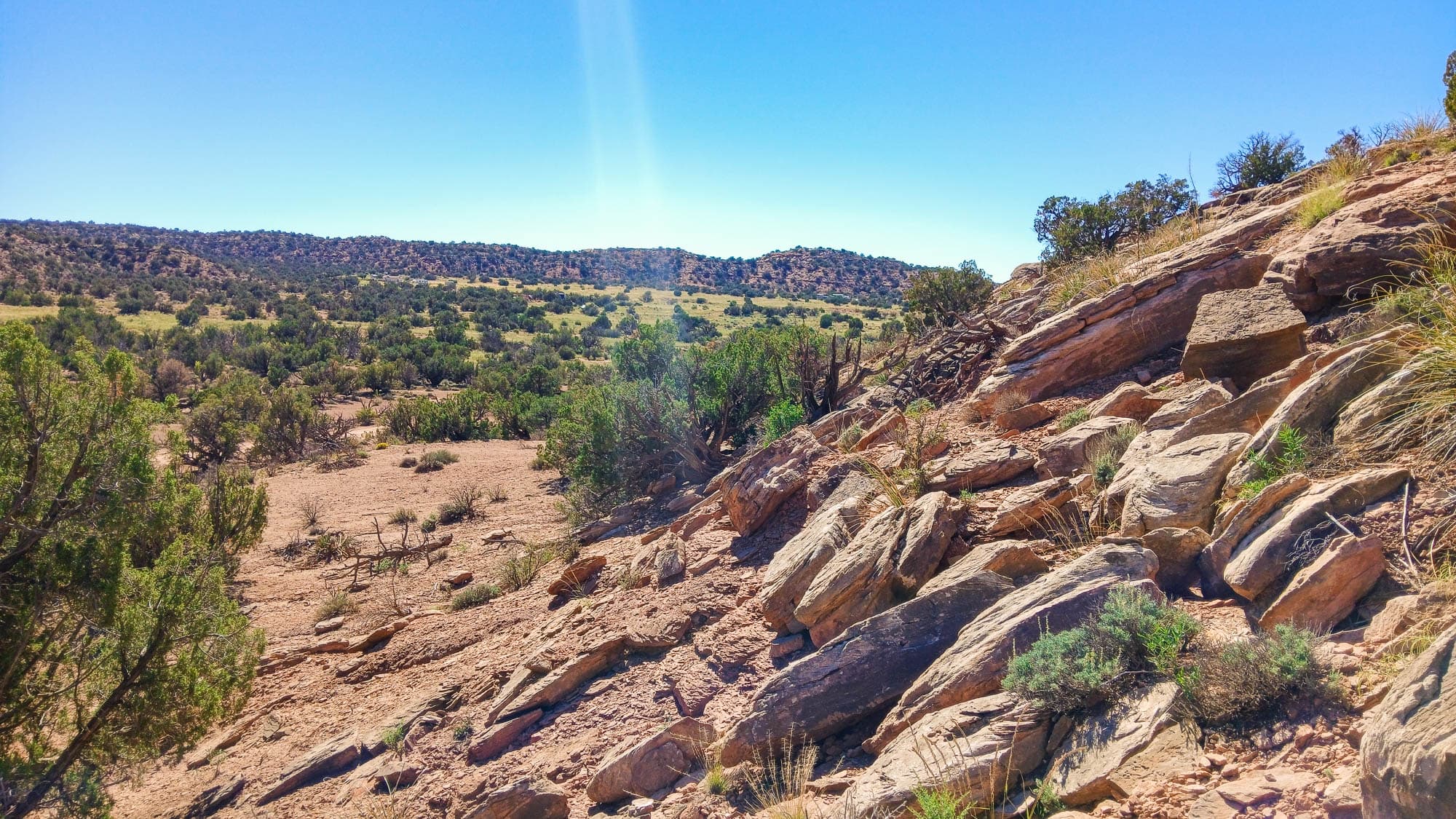 Standing at the northeast corner facing southwest across scattered vegetation and rocky terrain in Navajo County, Arizona.