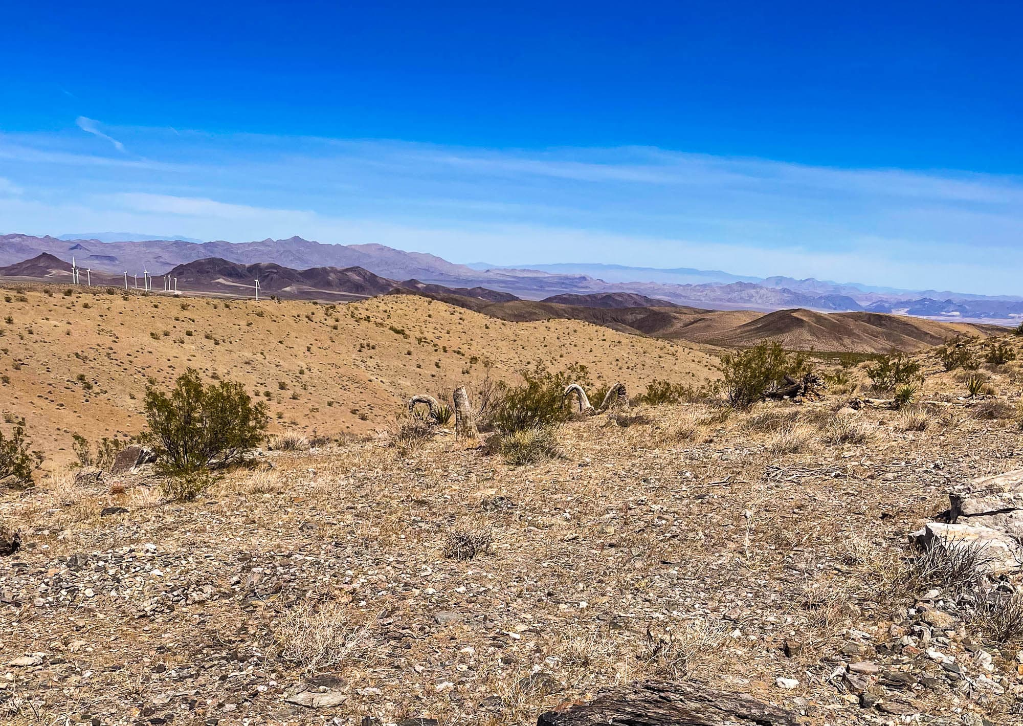 Desert parcel with sparse vegetation and distant peaks along the horizon in Mohave County, Arizona.